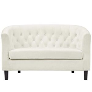 Ivory Velvet Loveseat